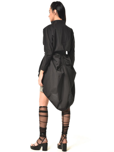Extravagant Belted Long Shirt In Black