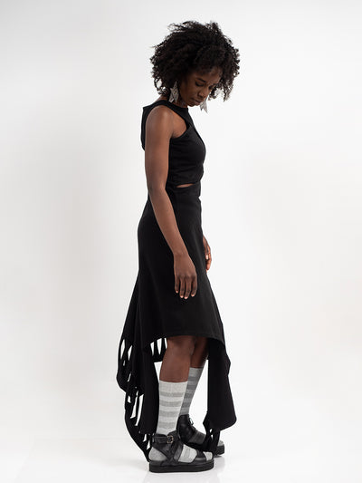 Black Dress With Cutout Hem
