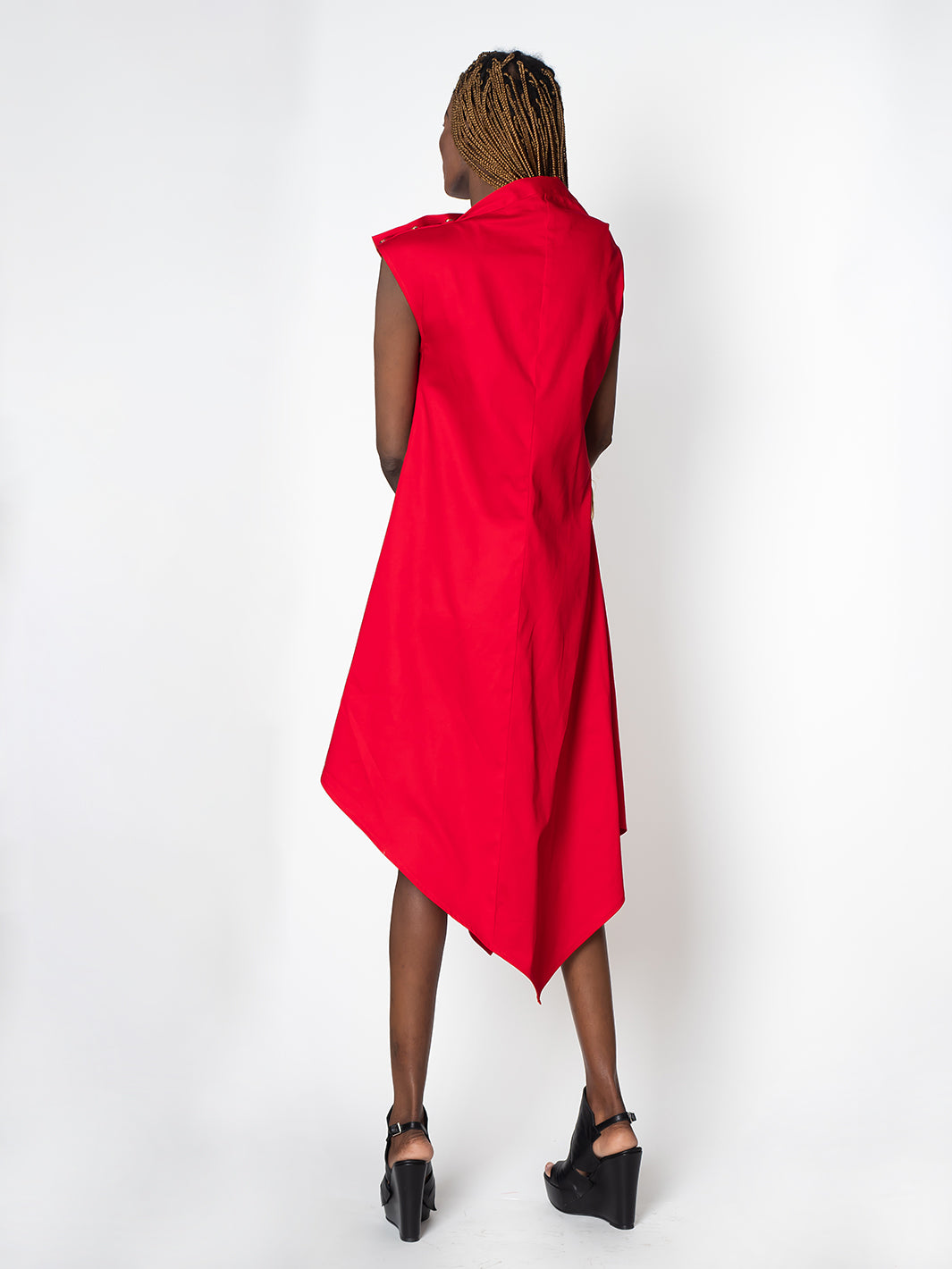 Elegant Satin Cotton Red Dress