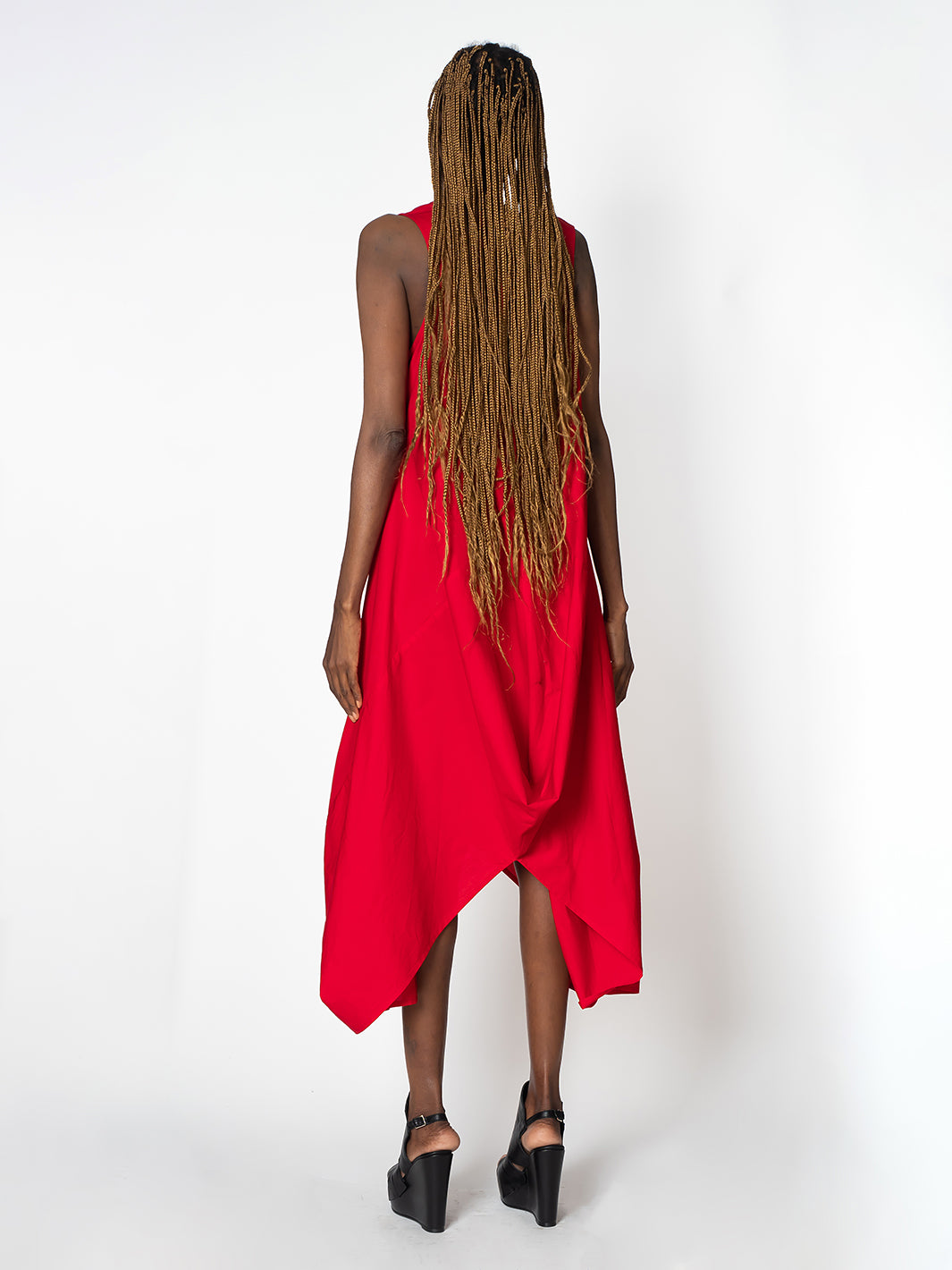 Asymmetric Sleeveless Red Dress