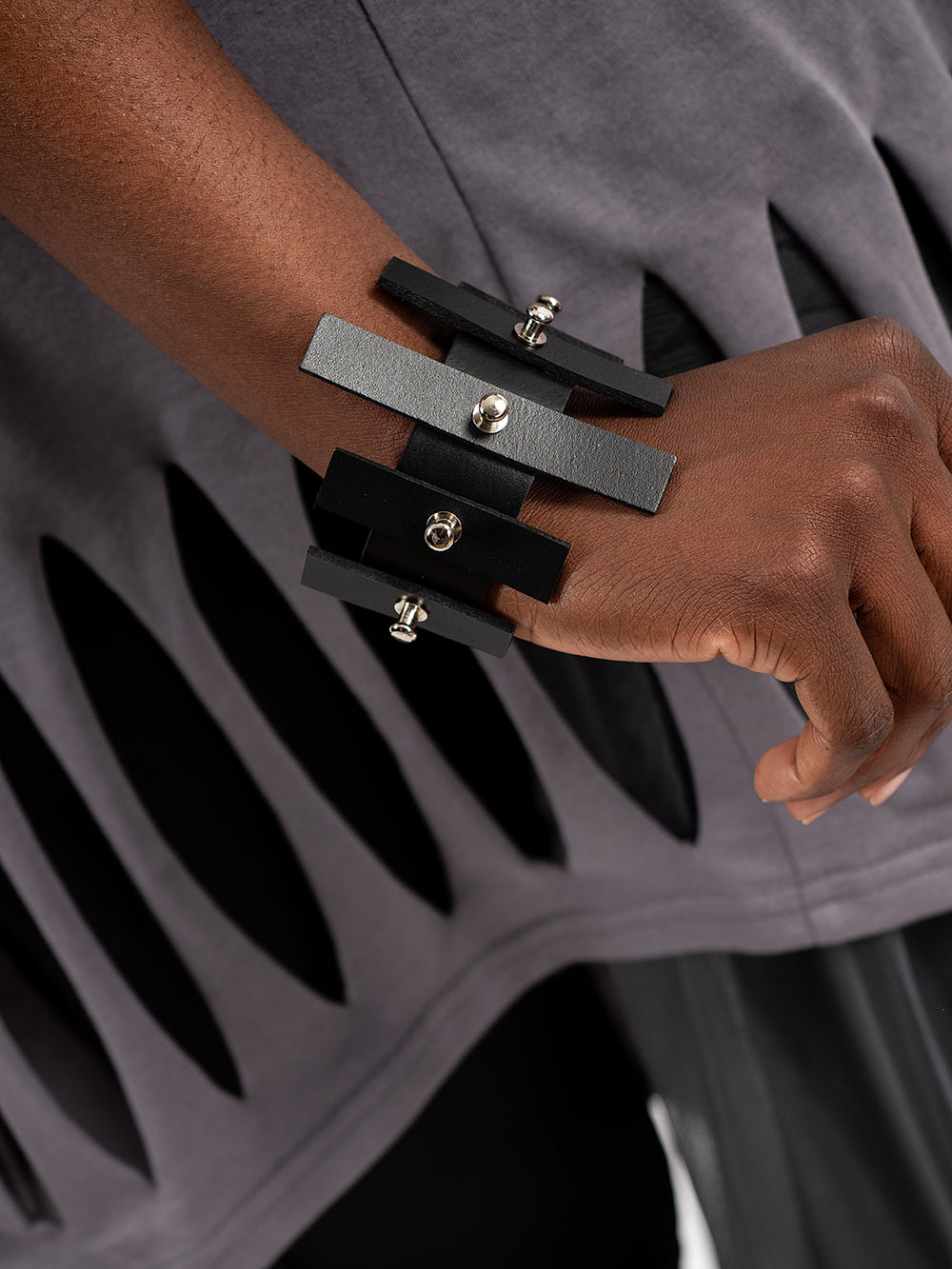 Avant Garde Leather Bracelet With Studs