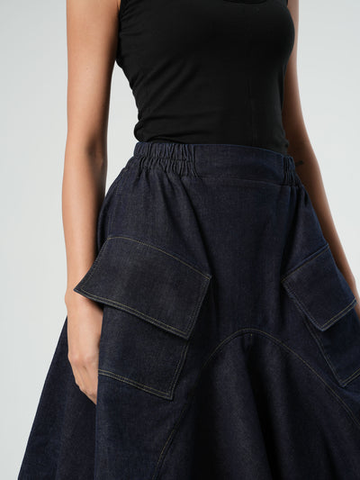 Denim Asymmetrical Skirt