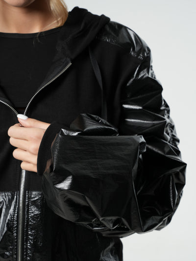 Shiny Hooded Jacket In Black