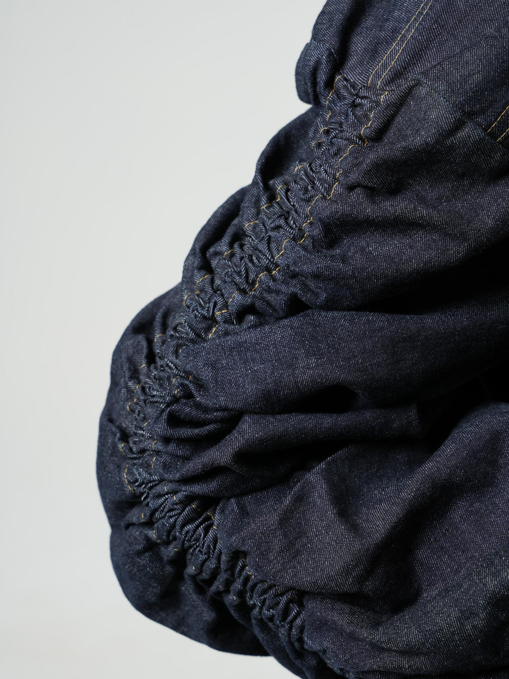 Extravagant Denim Jacket with Gathered Sleeves