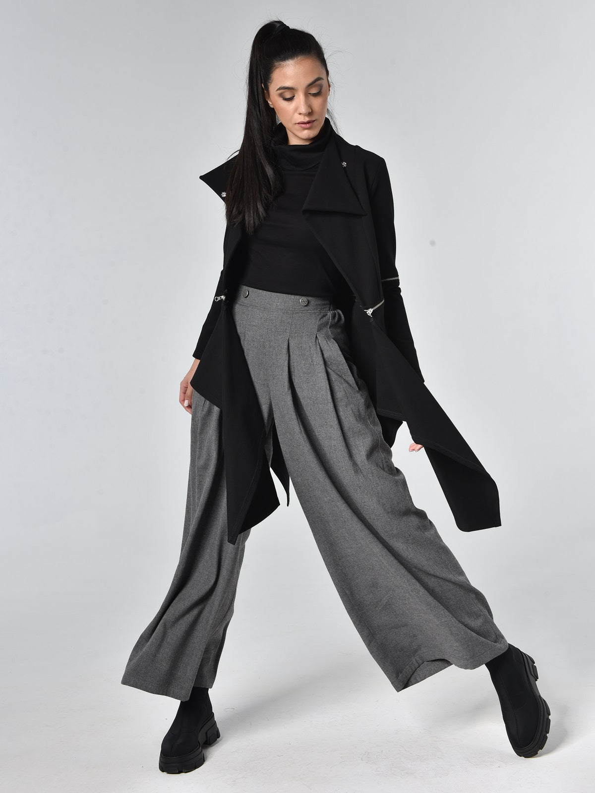 Extravagant Asymmetric Jacket with Zippers – Metamorphoza