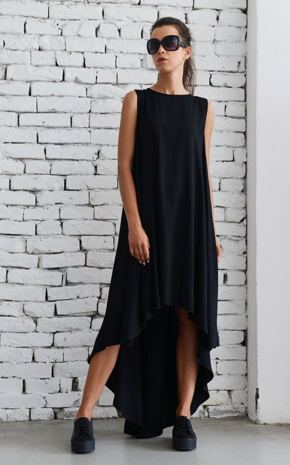 Long Asymmetric Black Dress