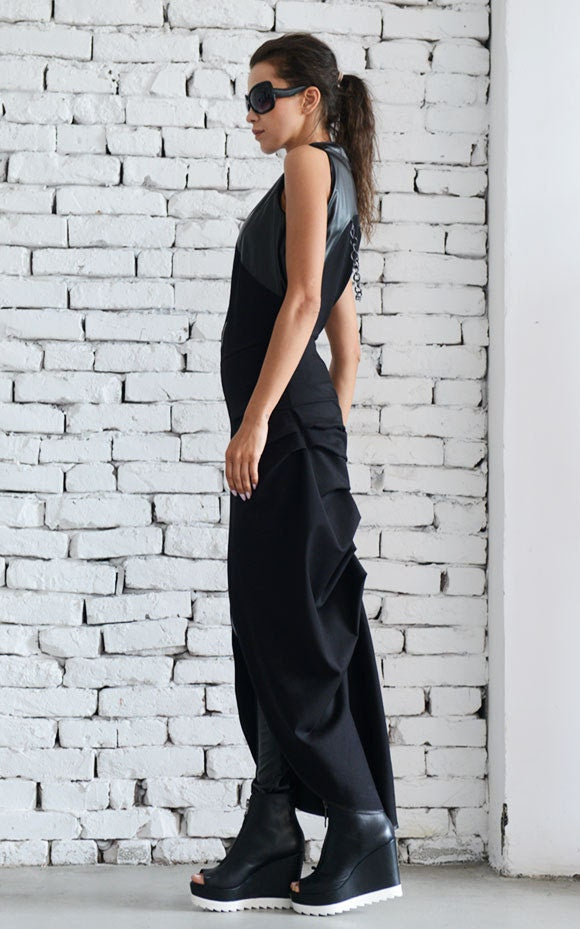 ENFOLD ASYMMETRY VEST ブラック Asymmetrical Black Linen Vest | Malaika New York