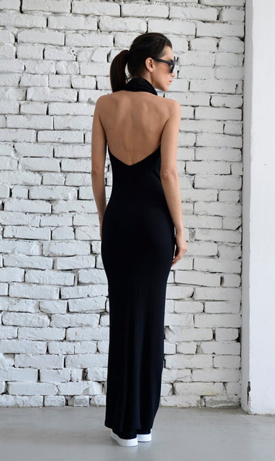 Elegant Backless Black Dress