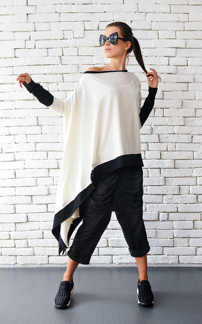 Black and White Tunic Top