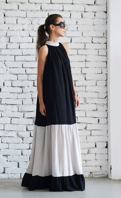 Black and Beige Long Dress