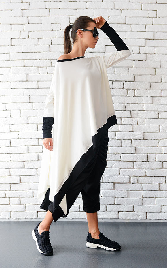Black and White Tunic Top