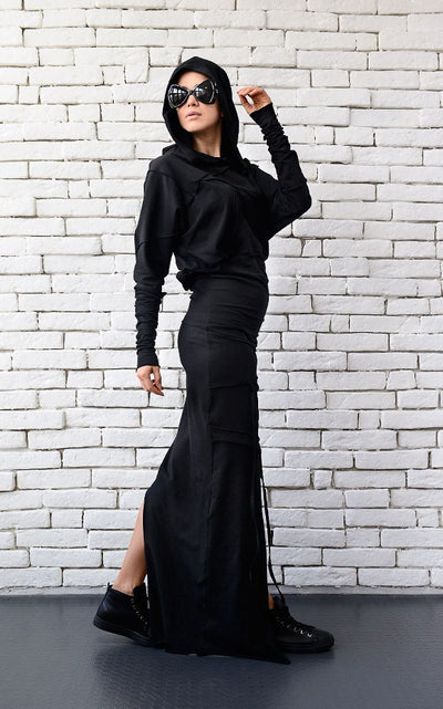 Black Hooded Dress