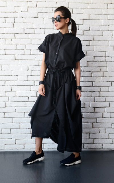 Long Black Linen Dress