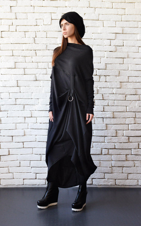美品マメクロゴウチ Asymmetrical Collar Long Dress 美品マメクロゴウチ Asymmetrical Collar Long Dress