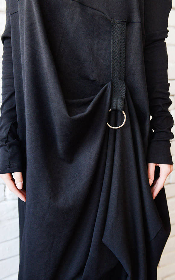 Long Sleeve Maxi Dress With Avant Garde Accent – Metamorphoza