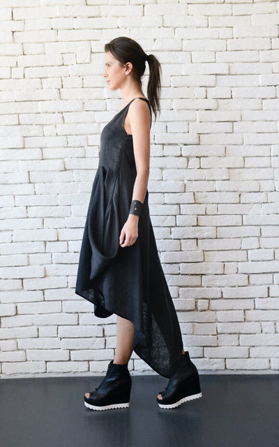 Sleeveless Asymmetric Linen Dress