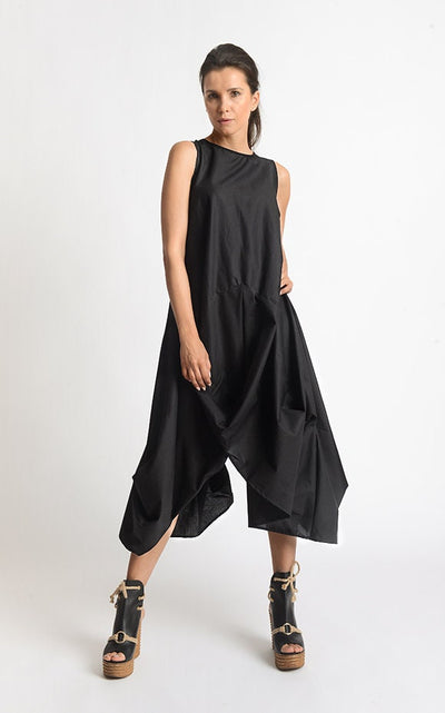 Asymmetric Sleeveless Black Dress