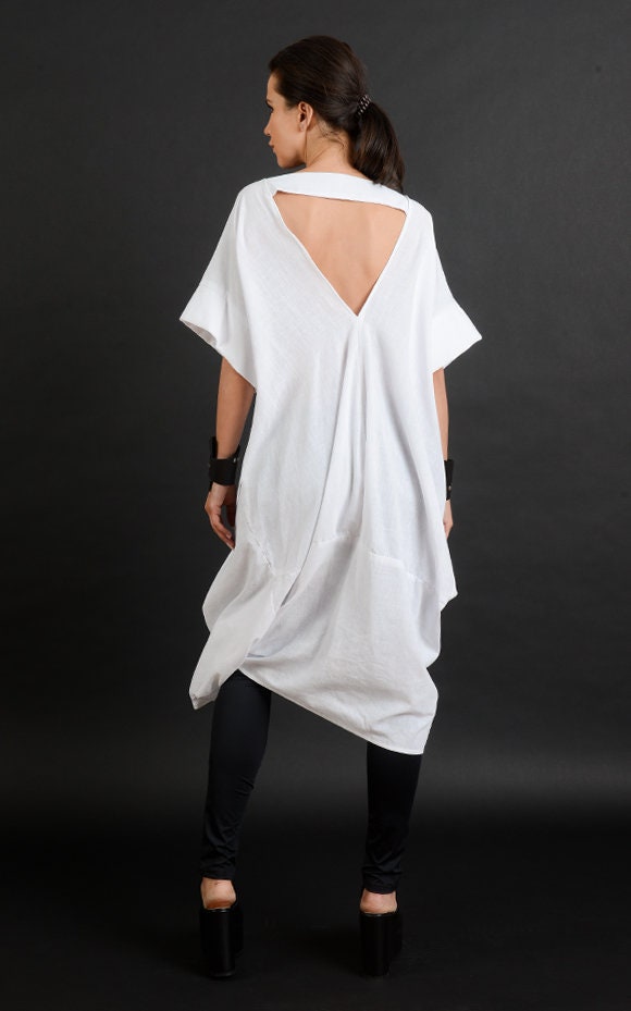 Open Back Loose Tunic With Linen – Metamorphoza