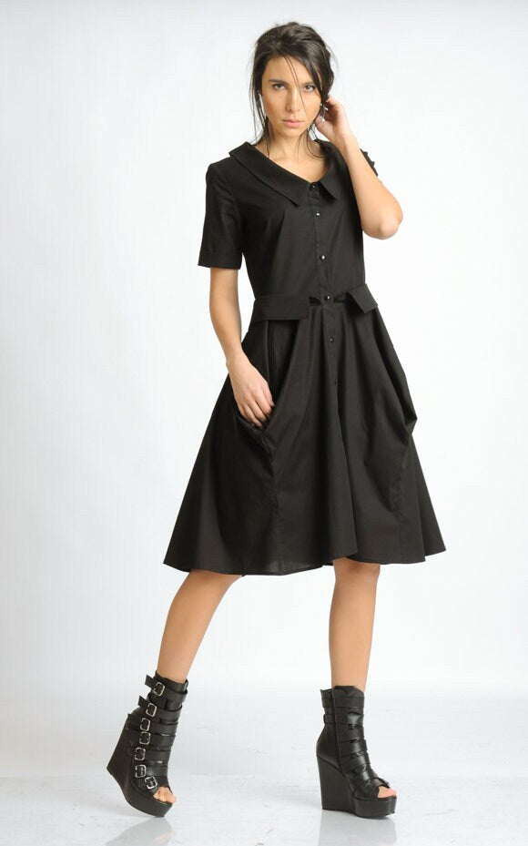 Extravagant Black Shirt Dress