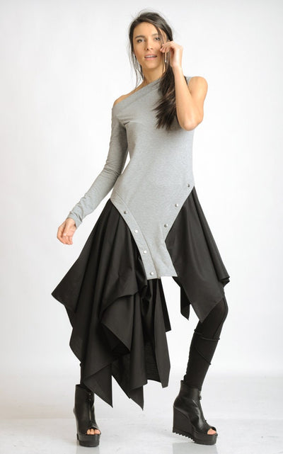 Black and Grey Loose Dress