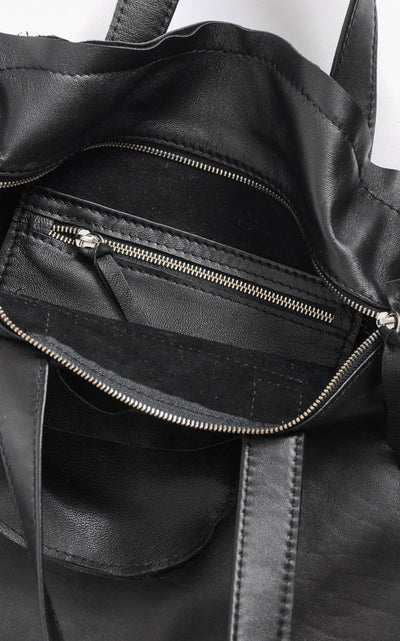Genuine Leather Black Tote Bag