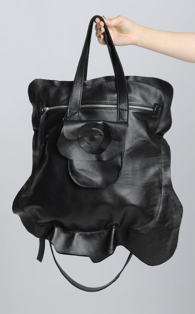 Genuine Leather Black Tote Bag
