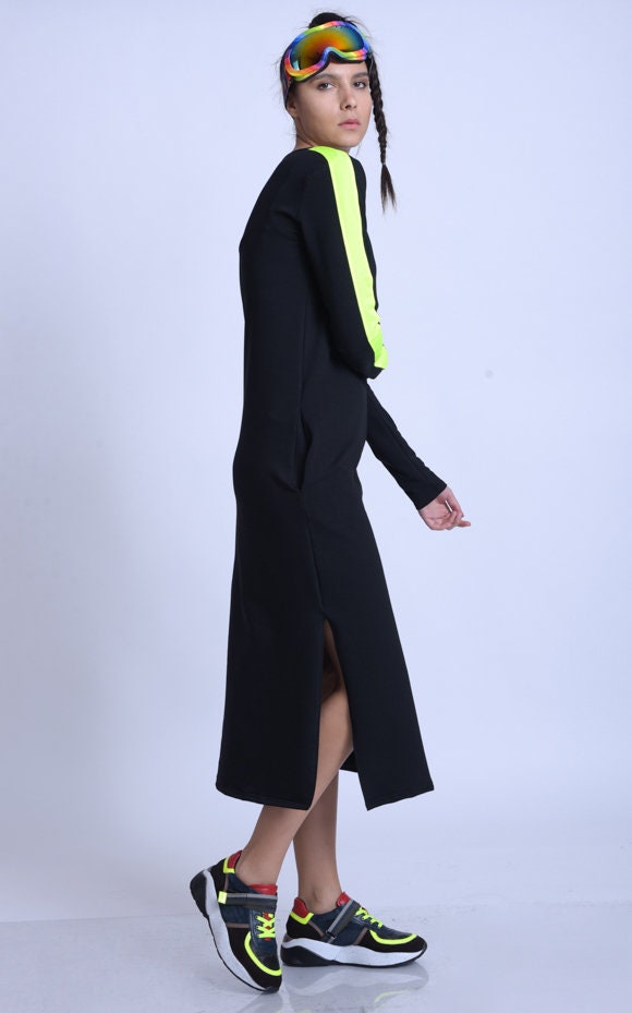 neon casual dress Bitter Lime Neon Green Yellow Solid Color Dress Summer Dresses Woman Street Style Big Size Casual Dress