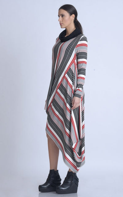 Multicolor Asymmetric Long Sleeve Dress