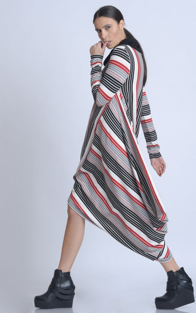 Multicolor Asymmetric Long Sleeve Dress