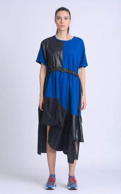 Asymmetric Blue and Black Dress