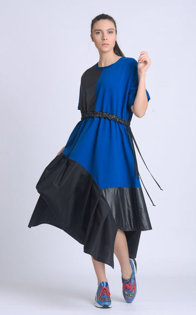 Asymmetric Blue and Black Dress