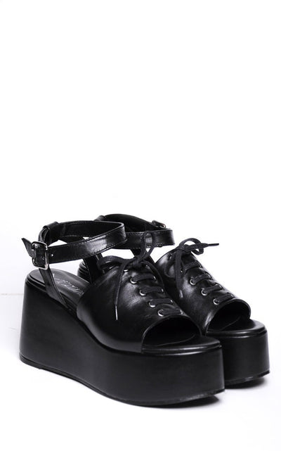 Black Genuine Leather Sandals