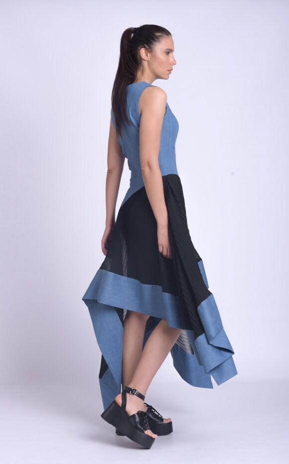 white christmas dresses Vintage Jiki Monte-Carlo Indigo Denim Strapless Dress – Recess main image 1