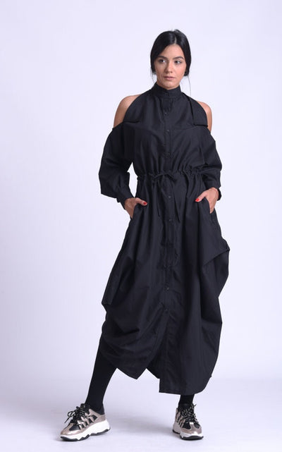 Long Black Dress With Open Shoulders
