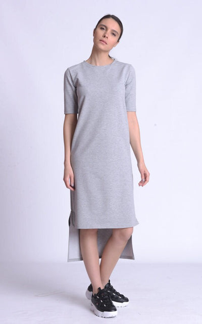 Asymmetric T-Shirt Gray Dress