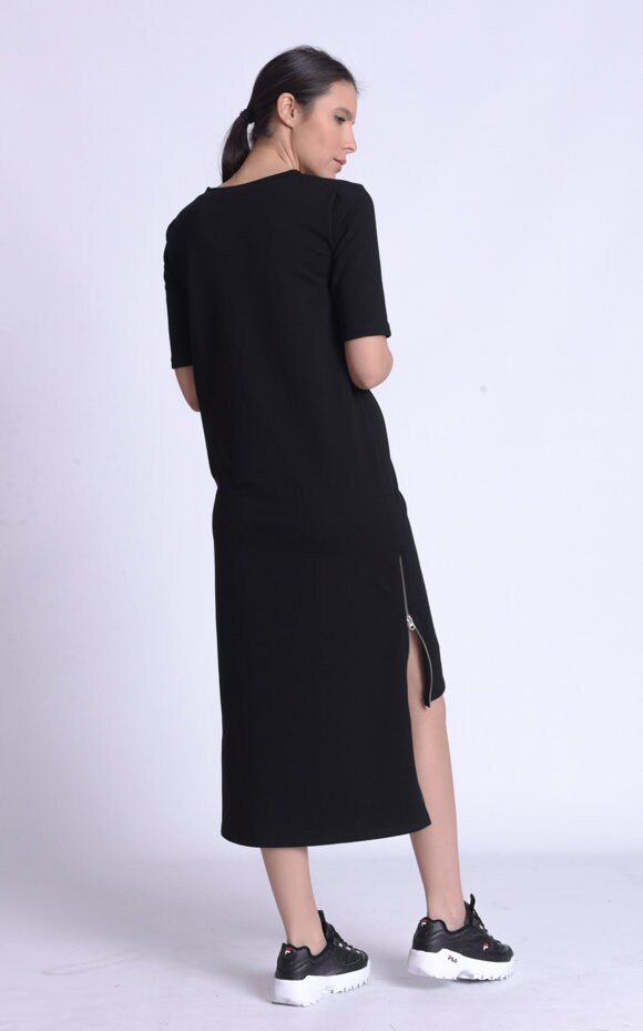 Asymmetric T-Shirt Black Dress