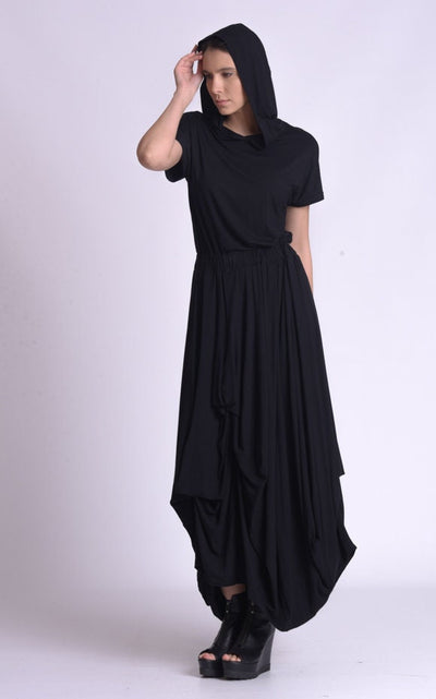 Fit and Flare Long Hooded Dress