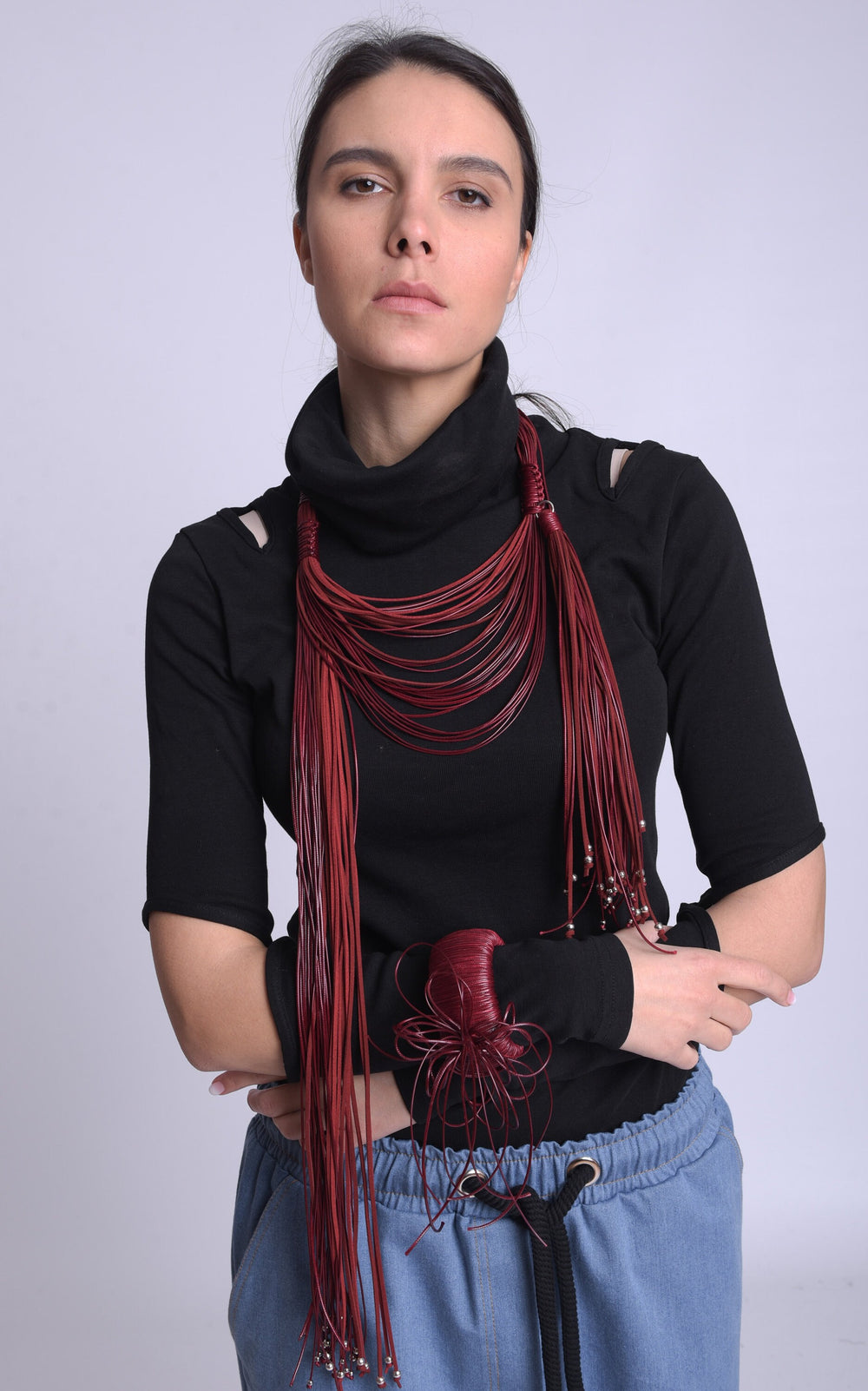 Long Red Statement Necklace