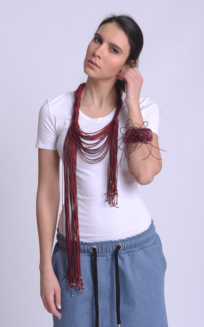 Long Red Statement Necklace