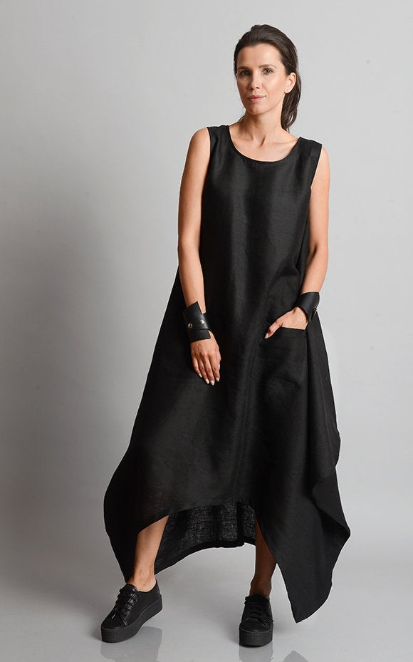 Oversized Linen Dress In Black Oversized Linen Dress In Black