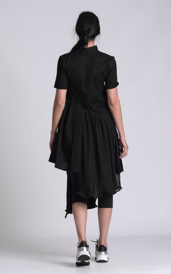 Black Pleated Shirt Dress