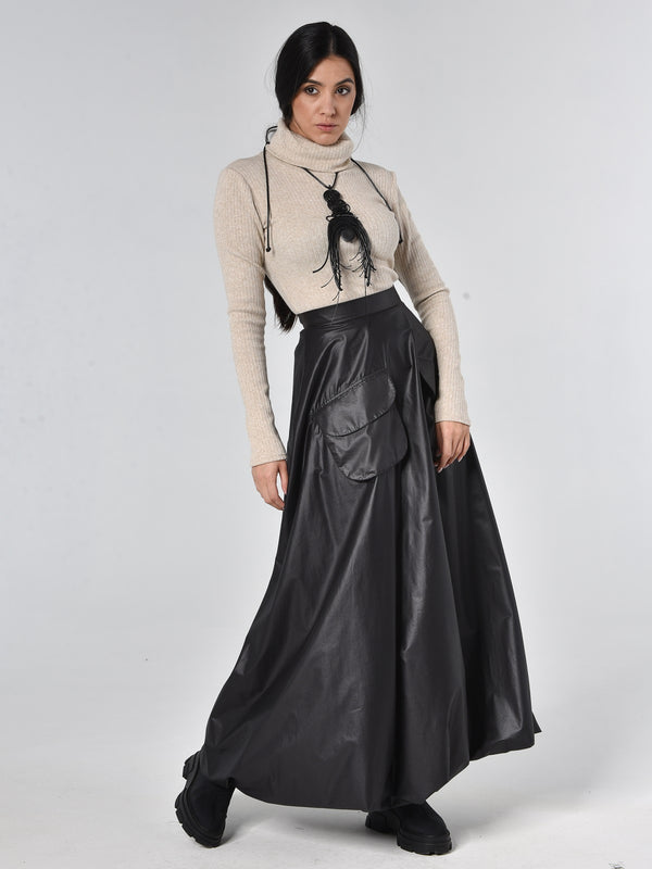 Maxi A-Line Skirt With Front Pockets