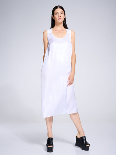 Midi Slip Satin White Dress