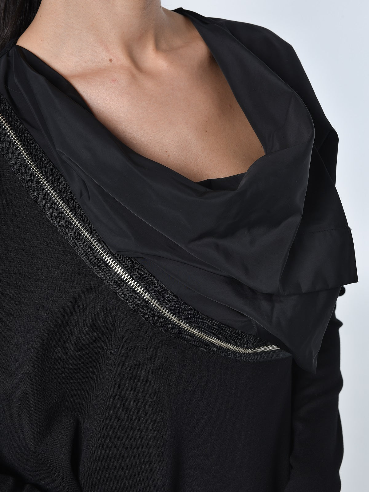 Black Asymmetric Top with Zippers
