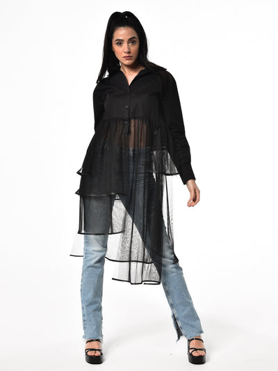 Avant Garde Shirt With See Through Tulle