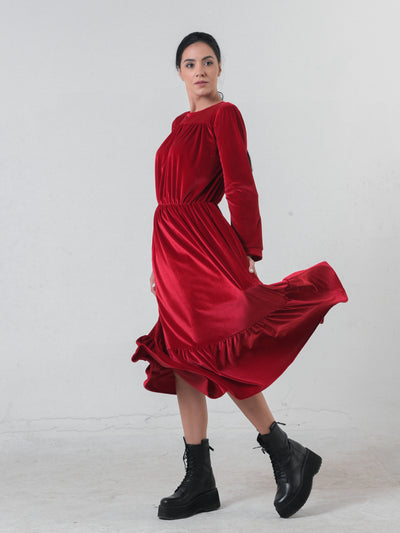 Long Sleeve Velvet Dress